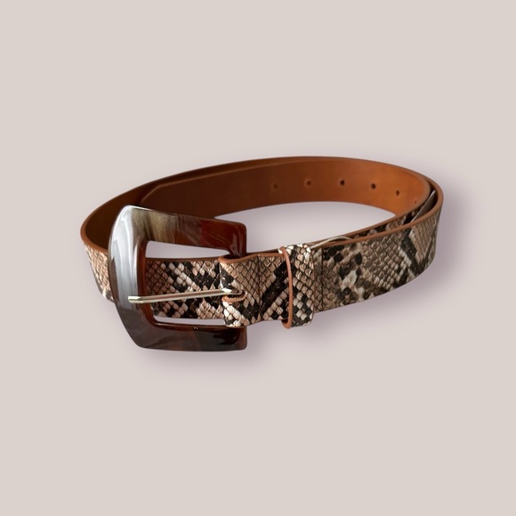 MW Accessories - MW SNAKE Print 100% Leather Belt. 1 1/4” x 41” (Incl Acrylic Buckle). $30.